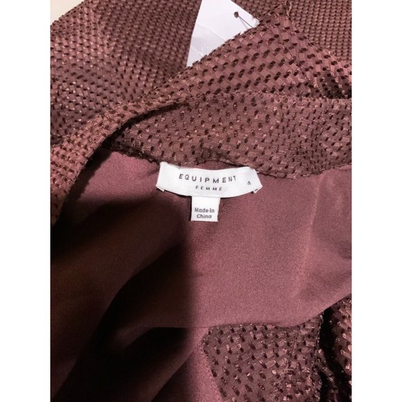 Equipment Maroon Allaire Textured Silk Long Sleeve Wrap Dress, Size 4 NWT - Picture 10 of 10